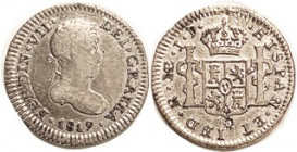 PERU, 1/2 Real 1819, AF/AVF, couple tiny faults on rev.