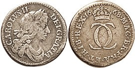 Charles II, Maundy 2 Pence, 1668, VG+/F, ltly toned. .
