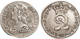 George II, 2 Pence, 1737, Choice EF, iridescent blue-grey toning. (An EF brought $71, CNG eAuc 10/18.)
