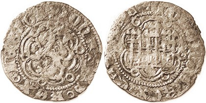 Juan II, 1406-54, Billon Blanca, Seville, 22 mm, Lion in tressure/castle, crude ...