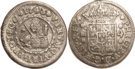 Philip V, 4 Maravedis, 1743, Segovia, types as last, VF, centered & well struck, darkish brown, strong detail. (A VF+ brought $184 + buyer fee, Aureo ...