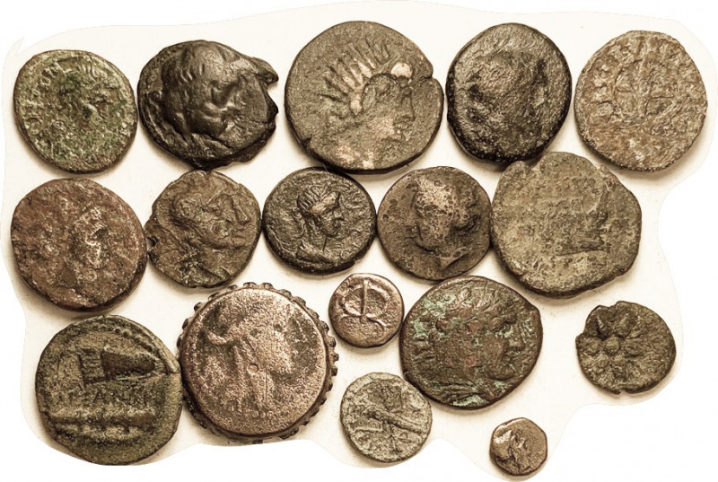 GREEK, 17 asstd coins, low grade but not bad, generally around VG, not identifie...