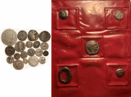 COPIES & Replicas of ancient & couple other early coins, 19 diff, incl Mex 8R 1760. PLUS leatherlike folder "Ancient Coin Replicas," with 5 items, mos...