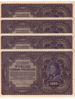 II RP, 1000 marek polskich 1919 II SERJA G - kolejne numery 4 egzemplarze