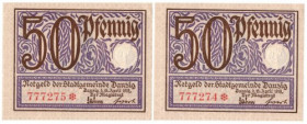 Gdańsk, 50 feningów 1919 fioletowy - dwa kolejne numery z paczki !