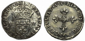 Poland/France, Henri III, 1/4 ecu 1578, Rennes R2