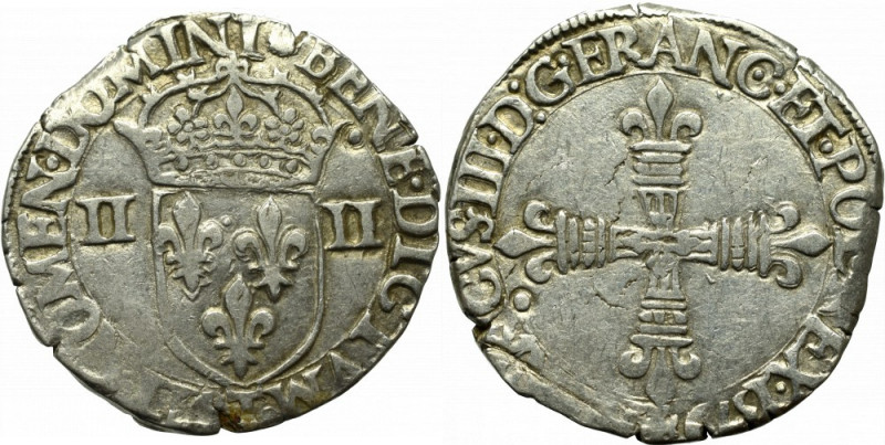 France/Poland, Henri III, 1/4 ecu 1579, Nantes Bardzo ładny egzemplarz, delikatn...