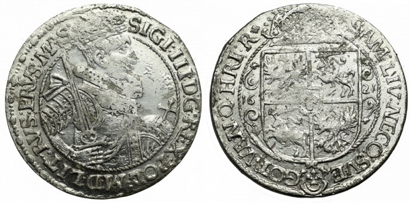 Sigismund III, 18 groschen 1621 PRVS MAS, Bromberg Piękny egzemplarz z wyśmienic...