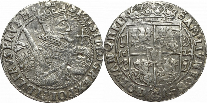 Sigismund III, 18 groschen 1622, Bromberg - PRVS M Obiegowy egzemplarz. Odmiana ...