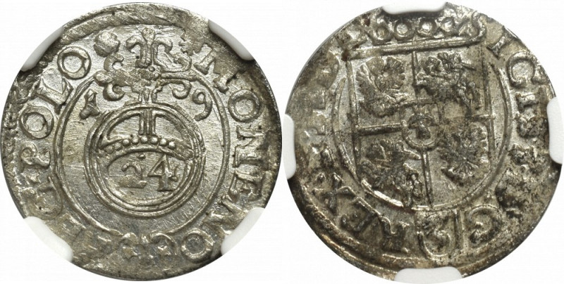 Sigismund III, 1/24 thaler 1619, Bromberg - NGC MS62 Piękny, menniczy egzemplarz...