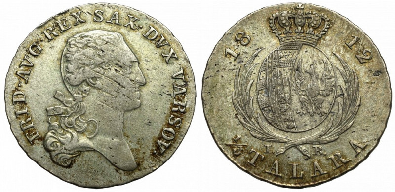 Duchy of Warsaw, 1/3 thaler 1812 Ładnie zachowany obiegowy egzemplarz, resztki p...