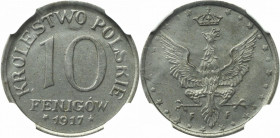Kingdom of Poland, 10 fenig 1917 - NGC MS65 MAX