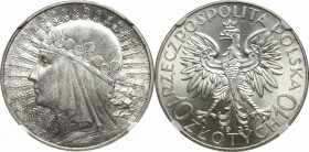 II Republic of Poland, 10 zlotych 1932, Women's Head, London- NGC MS63