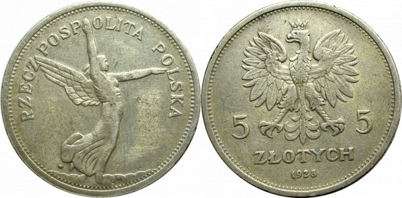 II Republic of Poland, 5 zloty 1928, Warsaw Nike Bardzo ładny egzemplarz, z zach...