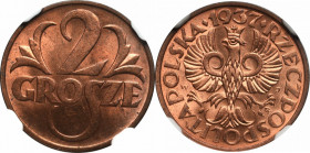 II Republic of Poland, 2 groschen 1937 - NGC MS66 RD