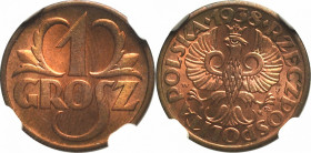 II Republic of Poland, 1 groschen 1938 - NGC MS66 RB