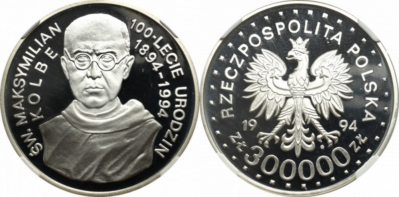 III Republic of Poland, 300.000 zloty 1994 Kolbe - NGC PF69 Ultra Cameo Wyśmieni...