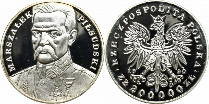 III RP, 200000 złotych 1990 Piłsudski Duży Tryptyk Rzadka i poszukiwana przez ko...