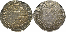 Pommern, Duchy of Stettin, Bogislaus XIV, 1/16 thaler 1628, Stettin - NGC AU55 R3