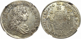 Pommern, Carol XI, 1/3 thaler 1674, Stettin - NGC MS62