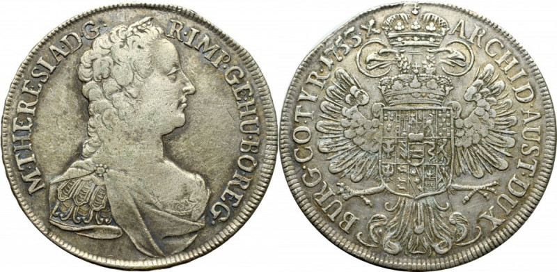 Austria, Maria Theresa, Thaler 1753 Ładny egzemplarz rzadszej typologicznie pozy...