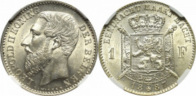 Belgium, 1 franc 1887 - NGC MS62