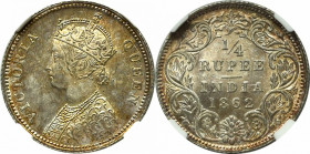 British India, 1/4 rupee 1862, Calcutta - NGC MS63