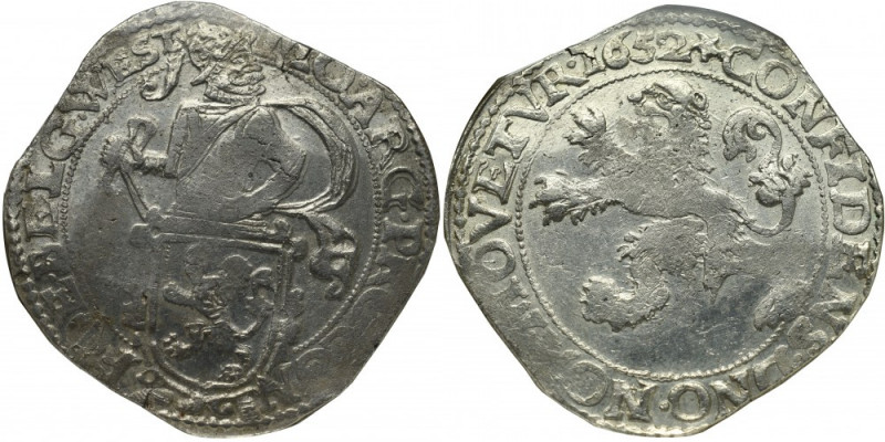 Netherlands, West Friesland, Lionsdaalder 1652 - NGC MS62 Piękny, menniczy egzem...