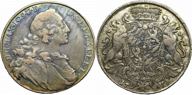 Germany, Bavaria, Maximilian Joseph, thaler 1761 Obiegowy egzemplarz mniej popul...