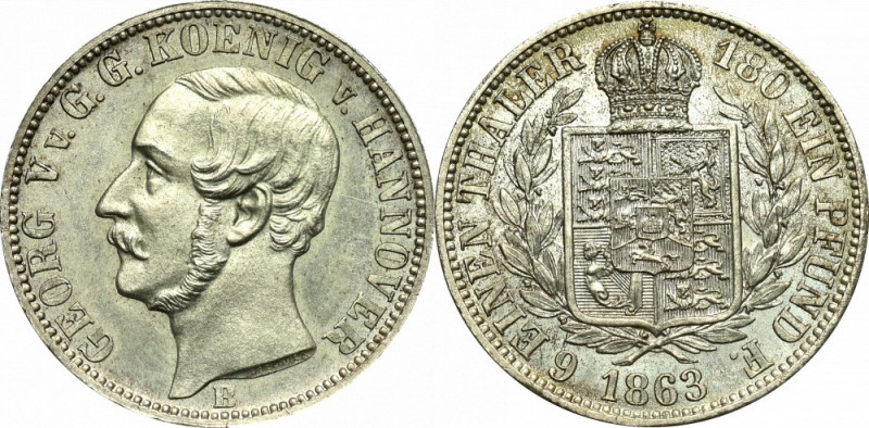 Germany, Hannover, 1/6 thaler 1863 Piękny, menniczy egzemplarz z doskonałą preze...