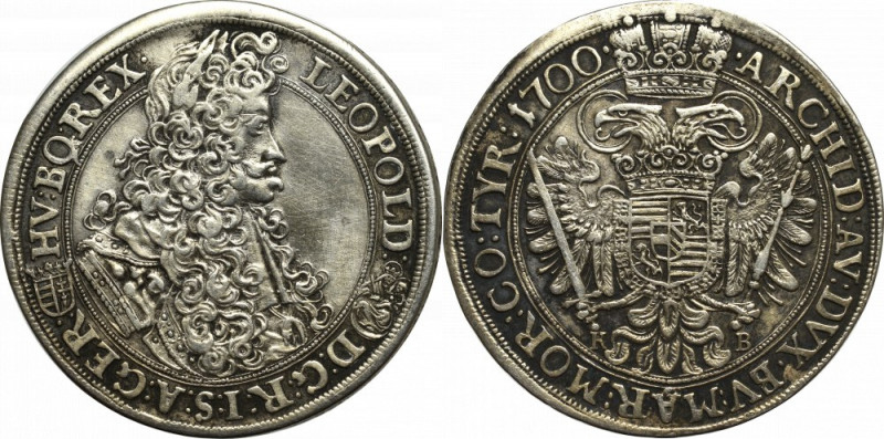 Hungary, Leopold, 1/2 Thaler 1700 Kremnitz Bardzo ładny egzemplarz rzadszej mone...