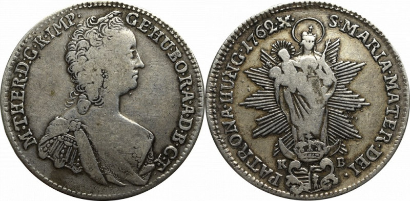 Hungary, Maria Theresa, 1/2 Thaler 1762 Egzemplarz w pełni czytelny, jednak z wy...