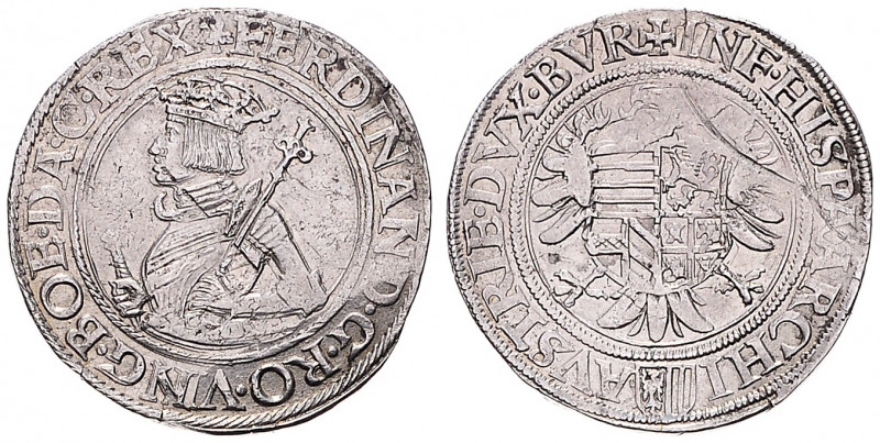 FERDINAND I (1526 - 1564)&nbsp;
1/2 Thaler, b. l. , 14,27g, Linz. MA 3&nbsp;
...