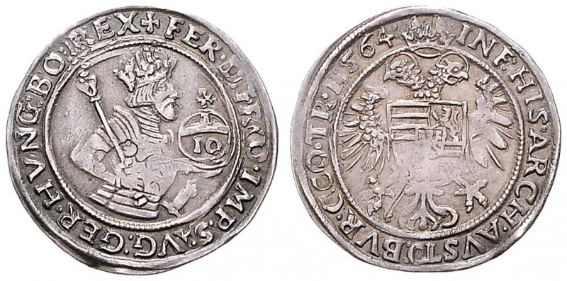 FERDINAND I (1526 - 1564)&nbsp;
10 Kreuzer, 1564, 3,95g, Hall. MA 47&nbsp;

a...