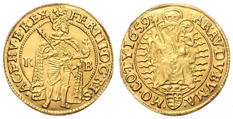 FERDINAND III (1637 - 1657)&nbsp;
1 Ducat, 1659, 3,37g, KB. Husz 1216&nbsp;

...