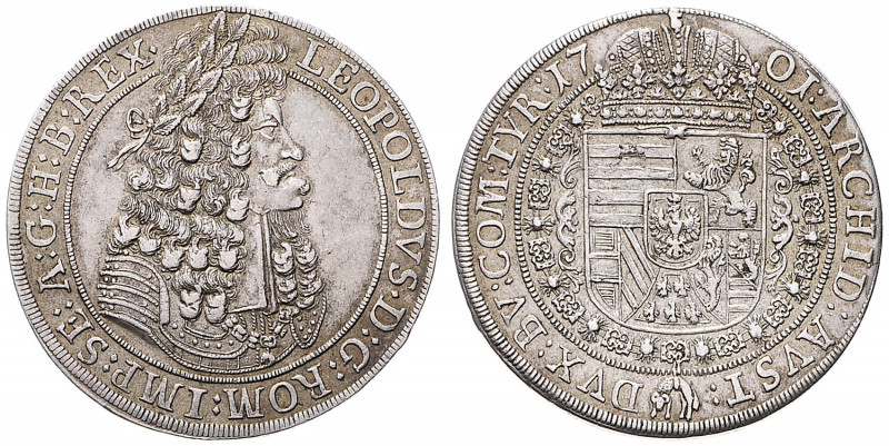 LEOPOLD I (1657 - 1705)&nbsp;
1 Thaler, 1701, 28,75g, Hall. Dav 1003&nbsp;

a...