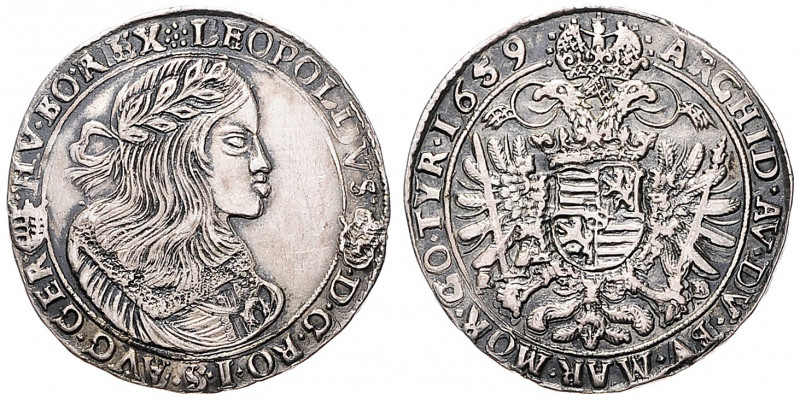 LEOPOLD I (1657 - 1705)&nbsp;
1/2 Thaler, 1659, 13,68g, KB. Her 831&nbsp;

VF...