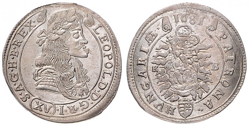 LEOPOLD I (1657 - 1705)&nbsp;
15 Kreuzer, 1681, 5,94g, KB. Her 1048&nbsp;

EF...