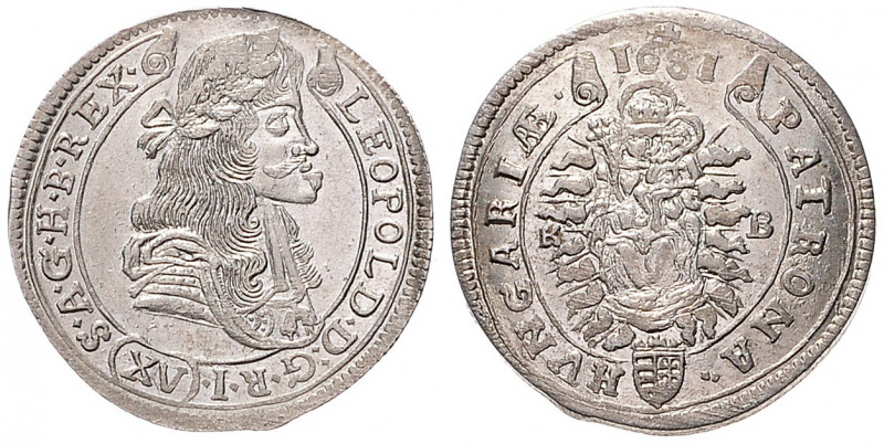 LEOPOLD I (1657 - 1705)&nbsp;
15 Kreuzer, 1681, 6,08g, KB. Her 1048&nbsp;

EF...