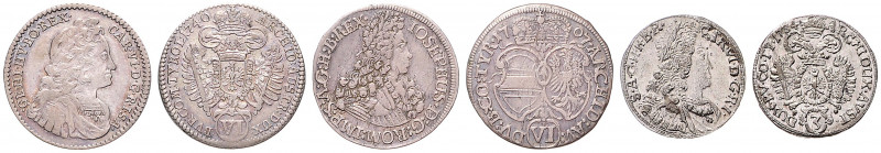 JOSEPH I (1705 - 1711)&nbsp;
Lot 3 coin - 6 Kreuzer 1707 and 1740, 3 Kreuzer 17...