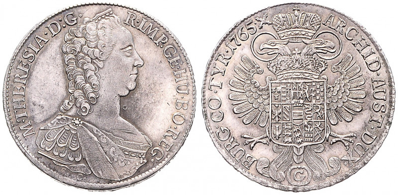 MARIA THERESA (1740 - 1780)&nbsp;
1 Thaler, 1765, 28,04g, Gunzburg. Her 492&nbs...