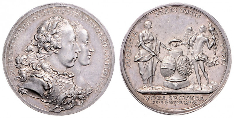 MARIA THERESA (1740 - 1780)&nbsp;
Silver medal Wedding of Joseph II and Maria J...