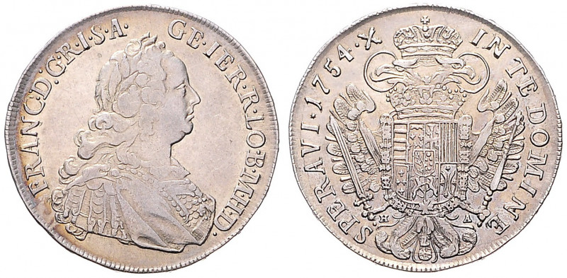 FRANCIS I STEPHEN (1740 - 1765)&nbsp;
1/2 Thaler, 1754, 13,93g, Hall. Her 223&n...