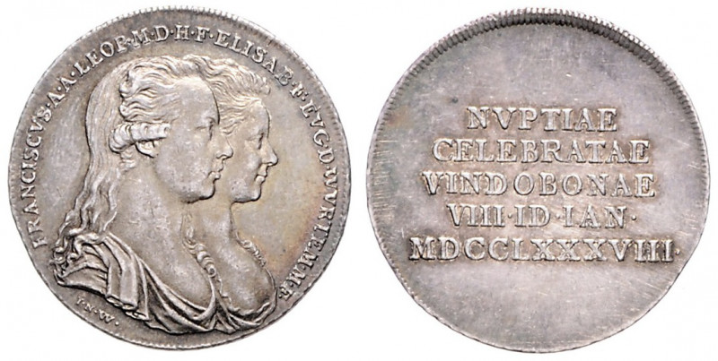 JOSEPH II (1765 - 1790)&nbsp;
Silver medal Engagement of Francis I and Elisabet...