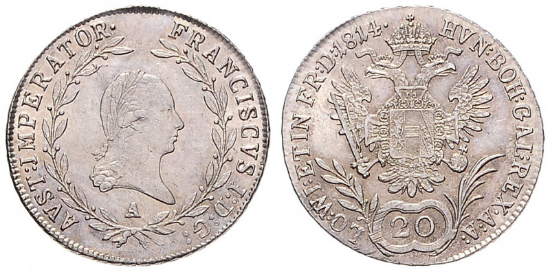 FRANCIS II / I (1792 - 1806 - 1835)&nbsp;
20 Kreuzer, 1814, 6,67g, A. Früh 303&...