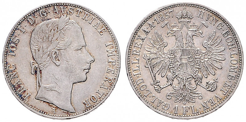 FRANZ JOSEPH I (1848 - 1916)&nbsp;
1 Gulden, 1857, 12,32g, A. Früh 1442&nbsp;
...