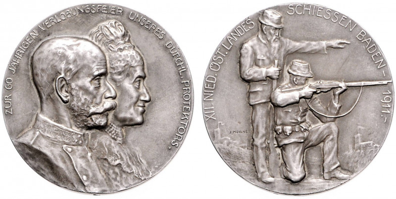 FRANZ JOSEPH I (1848 - 1916)&nbsp;
Silver medal XII Lower-Austria Shooting Fest...