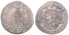 MAX GANDOLPH von KUENBURG (1668 - 1687)&nbsp;
15 Kreuzer, 1686, 5,87g, Zöt 2013&nbsp;

VF | VF
