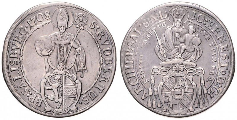 JOHANN ERNST von THUN und HOHENSTEIN (1687 - 1709)&nbsp;
1 Thaler, 1708, 28,24g...