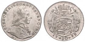 HIERONIMUS GRAF VON COLLOREDO (1772 - 1803)&nbsp;
10 Kreuzer, 1793, 3,85g, Zöt 3313&nbsp;

VF | VF